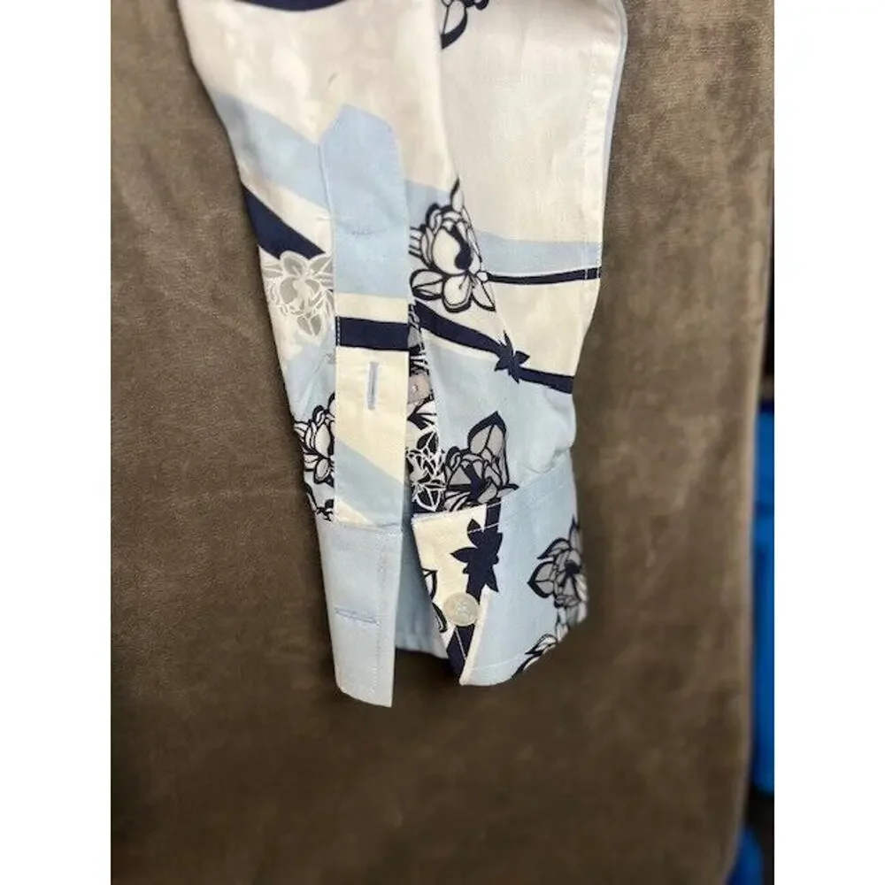 Sean John Shirt Mens 2XL Blue‎ Flower Long Sleeve Button Up Adult XXL